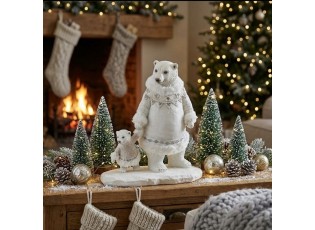 Okouzlující vánoční figurka polární medvědice s mládětem Polar Bear – 14*24*26 cm