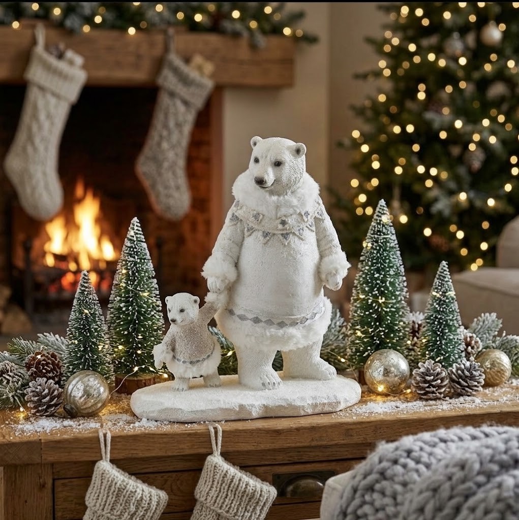 Okouzlující vánoční figurka polární medvědice s mládětem Polar Bear – 14*24*26 cm