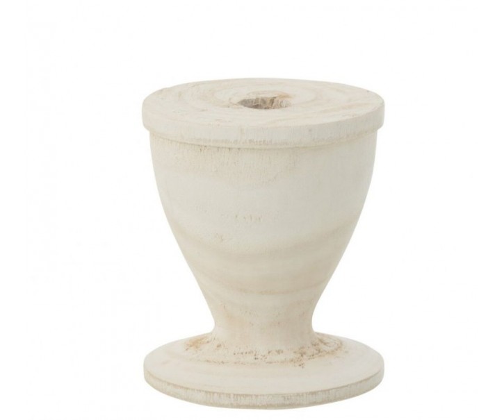 malý bílý dřevěný svícen – 12*12*15 cm J-Line by Jolipa