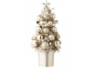 Champagne vánoční dekorace stromeček s ozdobami Chrism Bauble – 10*10*20,5 cm