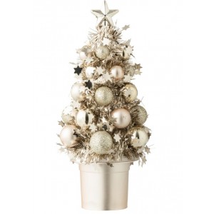 Champagne vánoční dekorace stromeček s ozdobami Chrism Bauble – 10*10*20,5 cm