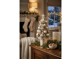Champagne vánoční dekorace stromeček s ozdobami Chrism Bauble – 10*10*20,5 cm