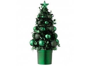 Zelená vánoční dekorace stromeček s ozdobami Chrism Bauble – 10*10*20,5 cm