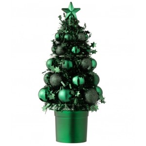 Zelená vánoční dekorace stromeček s ozdobami Chrism Bauble – 10*10*20,5 cm