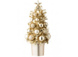 Zlatá vánoční dekorace stromeček s ozdobami Chrism Bauble – 10*10*20,5 cm