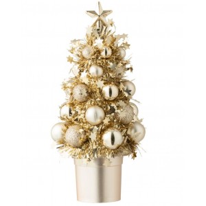 Zlatá vánoční dekorace stromeček s ozdobami Chrism Bauble – 10*10*20,5 cm