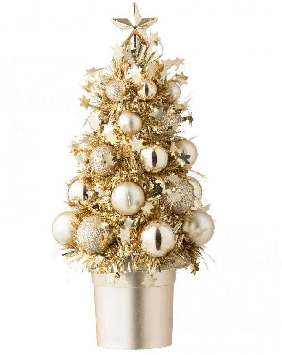 Zlatá vánoční dekorace stromeček s ozdobami Chrism Bauble – 10*10*20,5 cm