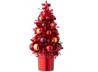Červená vánoční dekorace stromeček s ozdobami Chrism Bauble – 10*10*20,5 cm