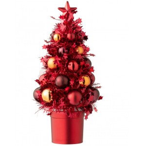 Červená vánoční dekorace stromeček s ozdobami Chrism Bauble – 10*10*20,5 cm