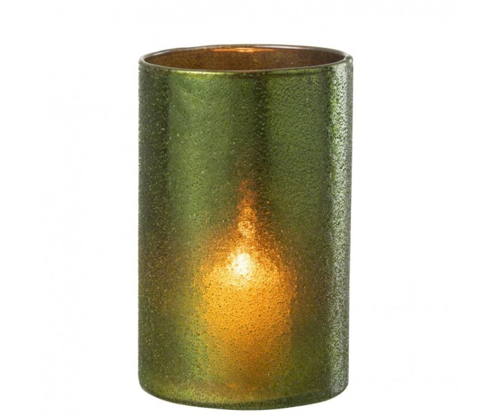 Velký zelený skleněný svícen Hurricane Green – 12*12*20 cm J-Line by Jolipa
