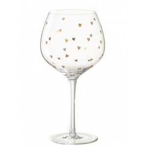 Sklenice na víno se zlatými srdíčky Hearts Gold – 10*10*21,5 cm / 600ml