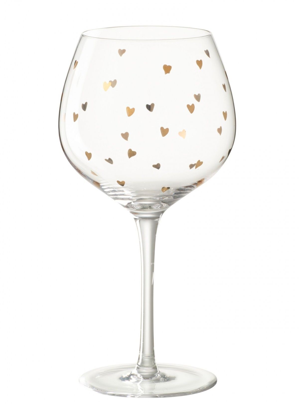 Sklenice na víno se zlatými srdíčky Hearts Gold – 10*10*21,5 cm / 600ml