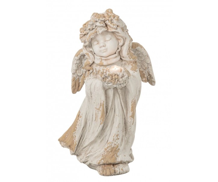 Béžová antik venkovní dekorace Angel na svíčku – 32*28*60 cm J-Line by Jolipa