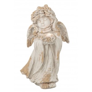 Béžová antik venkovní dekorace Angel na svíčku – 32*28*60 cm