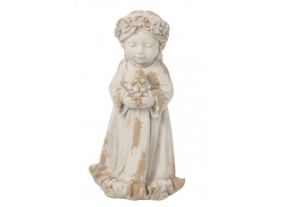 Béžová antik venkovní dekorace Angel Flower – 32*28*61 cm
