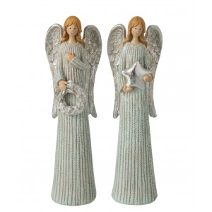 Sada 2ks stříbrný anděl se třpytkami Angel Glitter – 7*5*24 cm