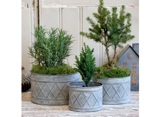 Sada 3ks zinkových květináčů se vzorem Zinc Antique – 18*13*12/ 15*11*10/ 12*9*9 cm