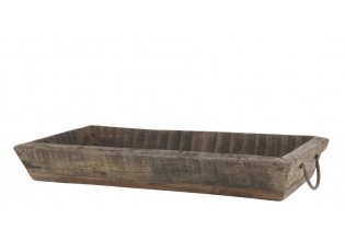 Podnos Grimaud s úchyty z recyklovaného dřeva a železa hnědý Nature – 49*26*7 cm
