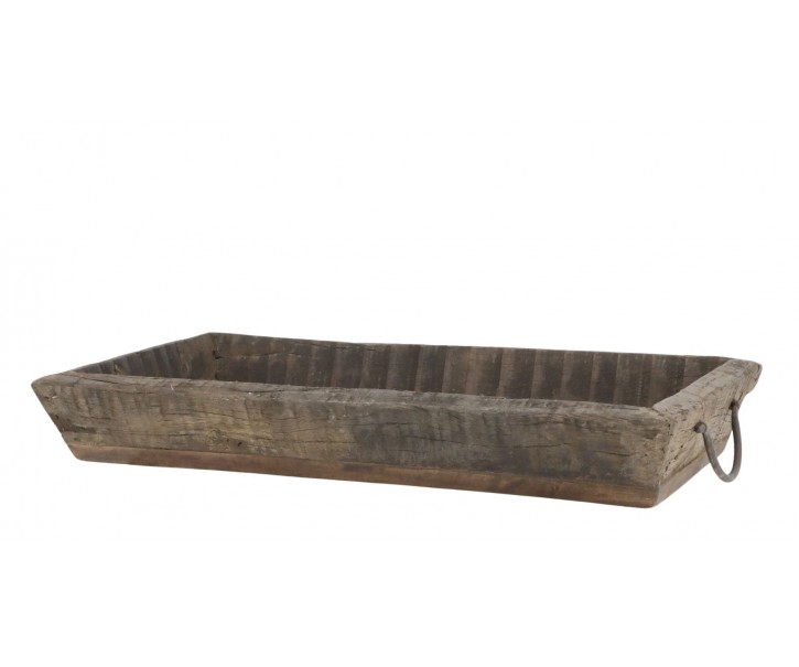 Podnos Grimaud s úchyty z recyklovaného dřeva a železa hnědý Nature – 49*26*7 cm Chic Antique