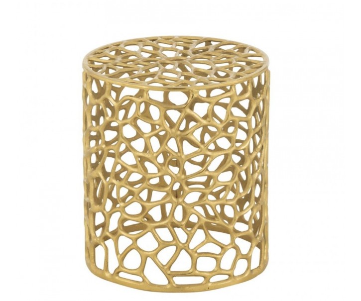 Stolička Cylinder z hliníku v zlaté barvě – 34*34*38 cm J-Line by Jolipa