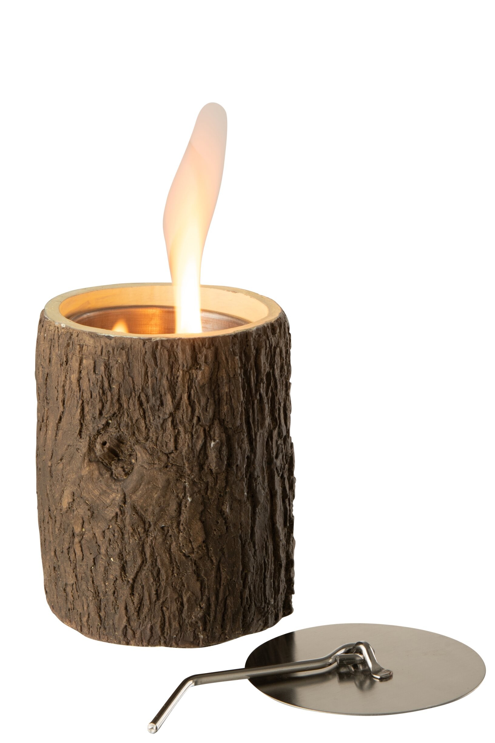 Stolní kulaté ohniště Fire Pit Round Trunk v designu kmene stromu – 10*10*12 cm J-Line by Jolipa Stolní kulaté ohniště Fire Pit Round Trunk v designu kmene stromu – 10*10*12 cm J-Line by Jolipa