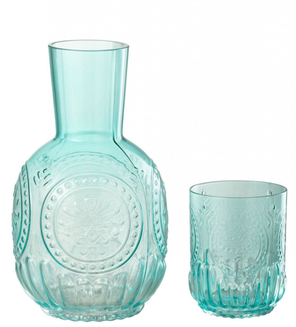 Skleněná tyrkysová sada karafa a sklenice Maya – 11*11*21,5 cm / 750ml