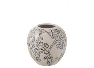 Bílo-černá porcelánová váza s květy Zen Ball – 11*11*11 cm