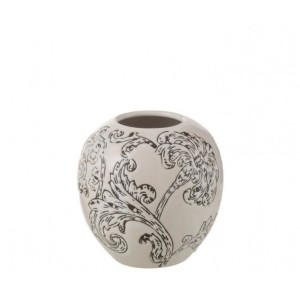 Bílo-černá porcelánová váza s květy Zen Ball – 11*11*11 cm