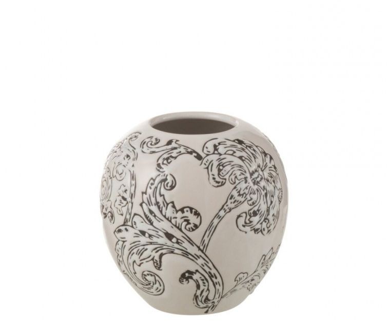 Bílo-černá porcelánová váza s květy Zen Ball – 11*11*11 cm