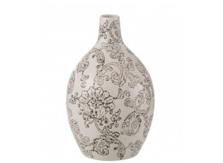 Bílo-černá porcelánová váza s květy Zen Ball – 20*20*33 cm