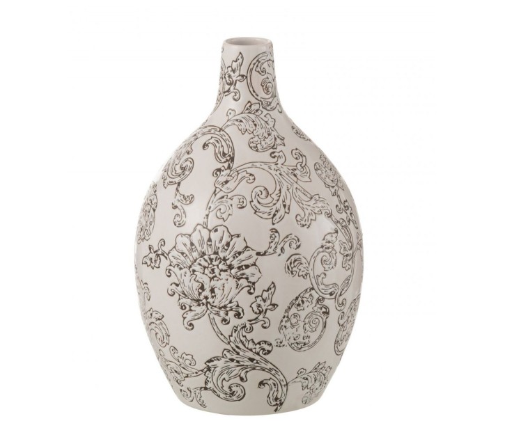 Bílo-černá porcelánová váza s květy Zen Ball – 20*20*33 cm J-Line by Jolipa