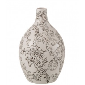 Bílo-černá porcelánová váza s květy Zen Ball – 20*20*33 cm