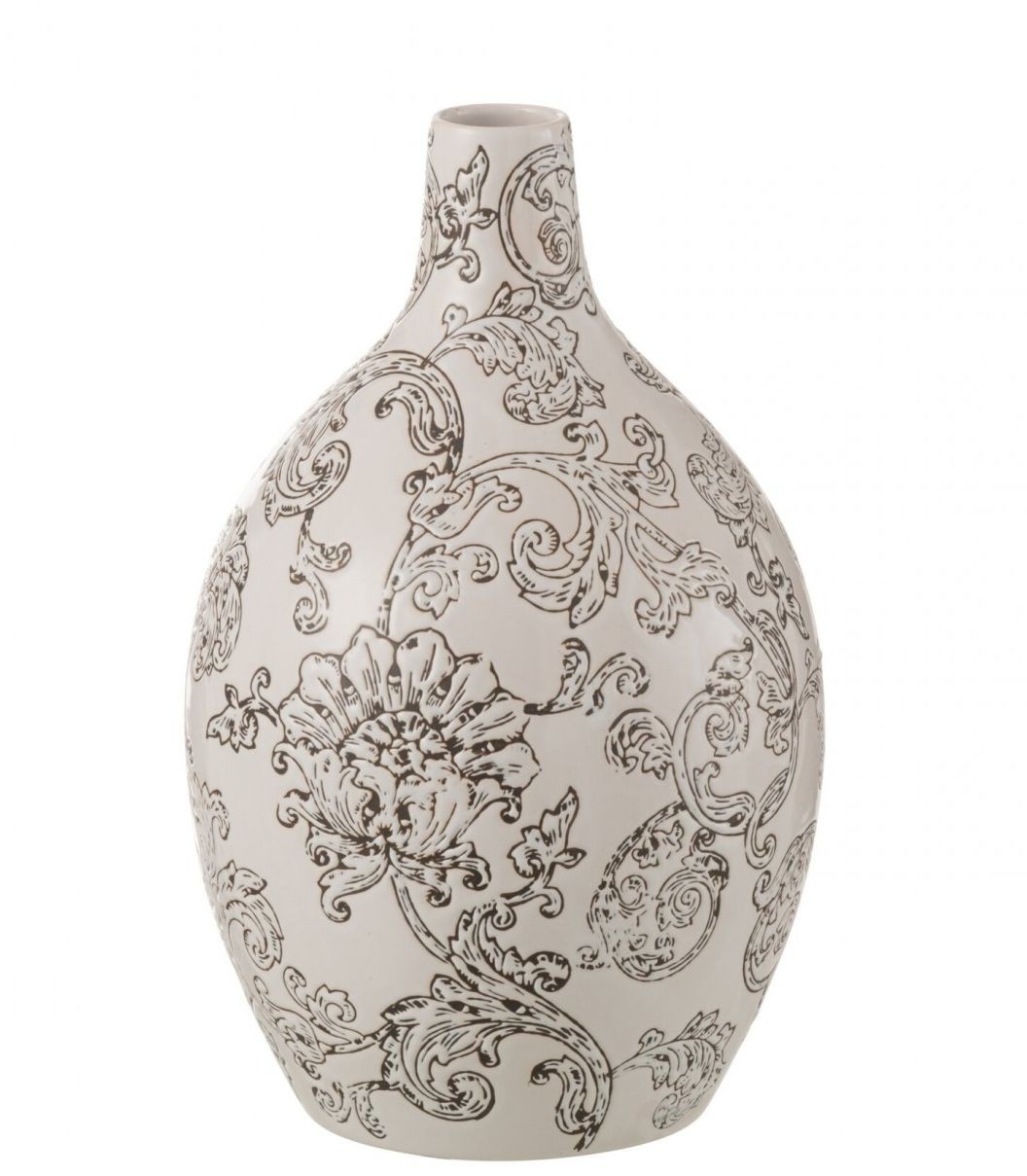 Bílo-černá porcelánová váza s květy Zen Ball – 20*20*33 cm