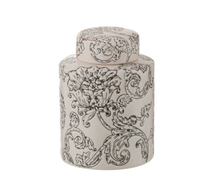 Dekorativní dóza Zen z bílého a černého porcelánu malá – 13,5*13,5*19 cm J-Line by Jolipa