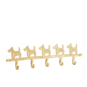 Zlatý kovový věšák na kabáty s pejsky Dogs – 57*16*4 cm