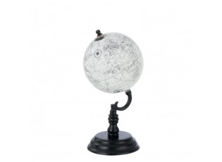 Šedý dekorativní glóbus na černé dřevěné noze Globe – 13*13*27 cm