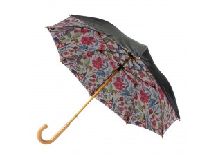 Černý deštník s květinovým vnitřním potiskem Flowers – 105*105*88 cm