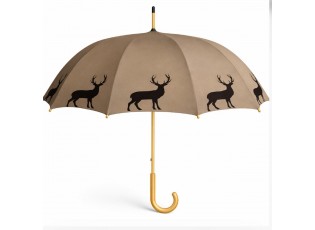 Béžový deštník s černým siluetovým motivem jelena Deer – 105*105*88 cm