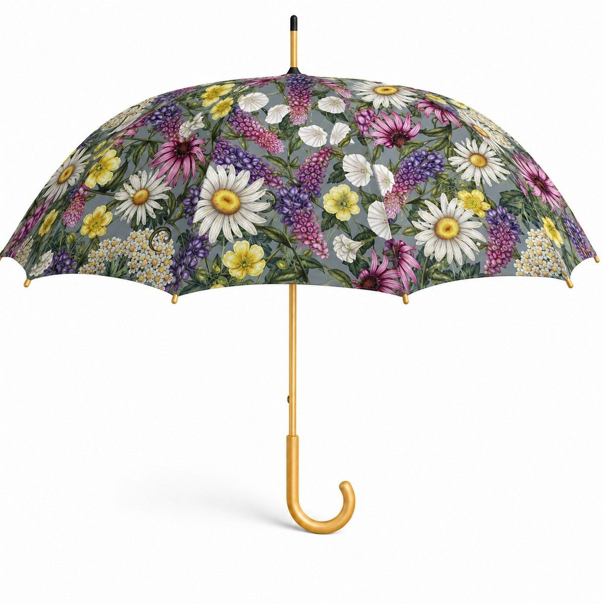 Šedý deštník s barevnými květinami Botanical Harmony – 105*105*88 cm