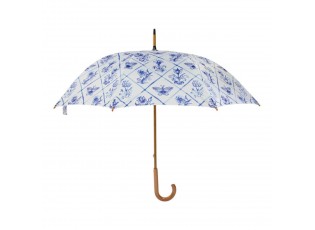 Bílý deštník s květinovým modrým potiskem Delfts Blue – 105*105*88 cm