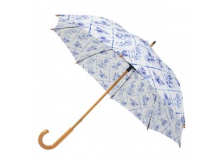 Bílý deštník s květinovým modrým potiskem Delfts Blue – 105*105*88 cm