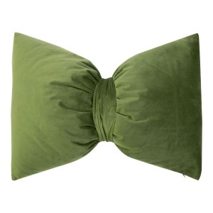 Zelený sametový polštář ve tvaru mašle Bow – 40*60*10 cm