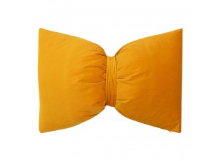 Žlutý sametový polštář ve tvaru mašle Bow honey – 40*60*10 cm
