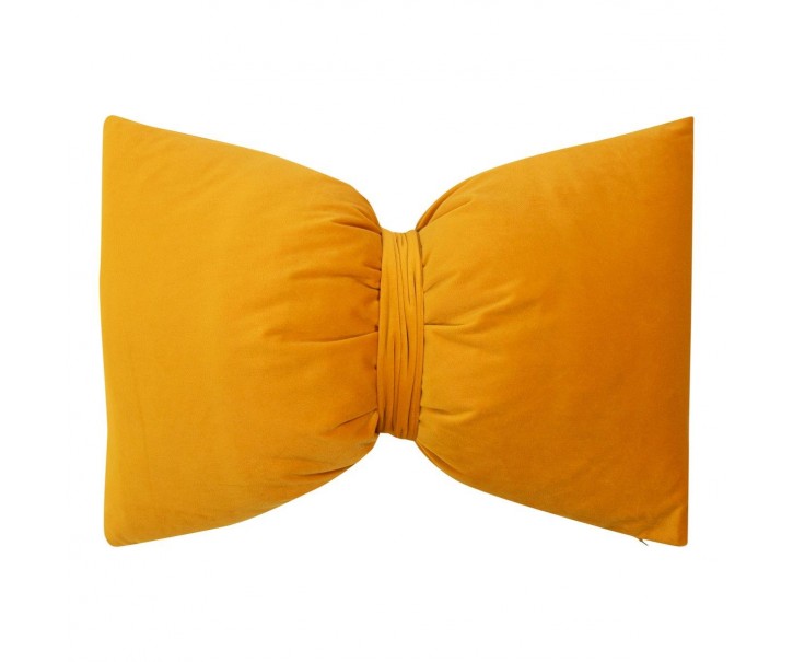 Žlutý sametový polštář ve tvaru mašle Bow honey – 40*60*10 cm Mars & More 
