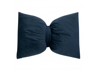 Modrý sametový polštář ve tvaru mašle Bow blue – 40*60*10 cm