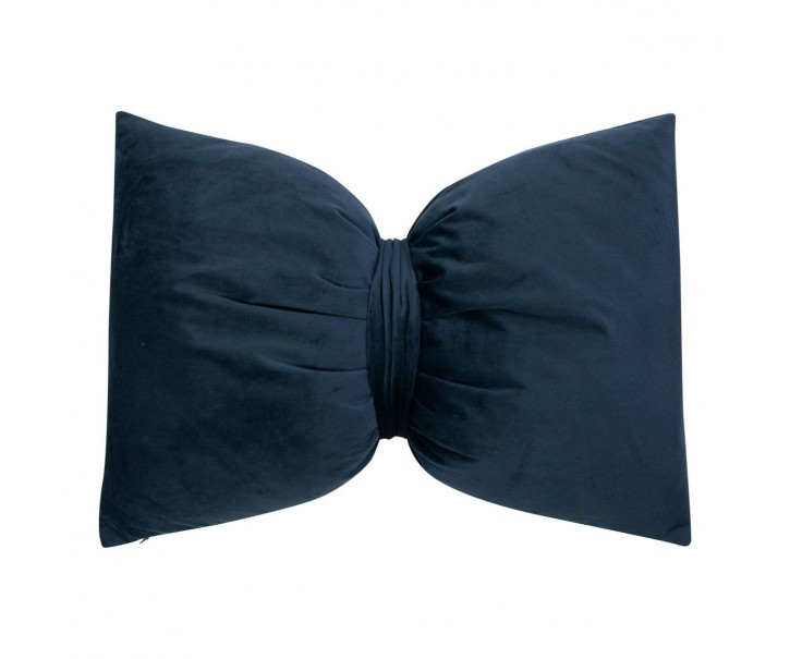 Modrý sametový polštář ve tvaru mašle Bow blue – 40*60*10 cm Mars & More 