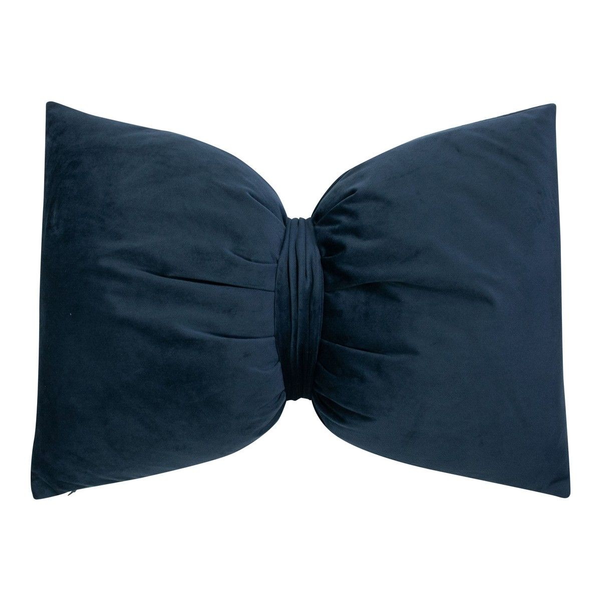 Modrý sametový polštář ve tvaru mašle Bow blue – 40*60*10 cm