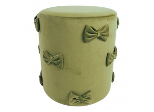 Zelený sametový taburet s mašlemi Pouf Bow green – 37*37*42 cm