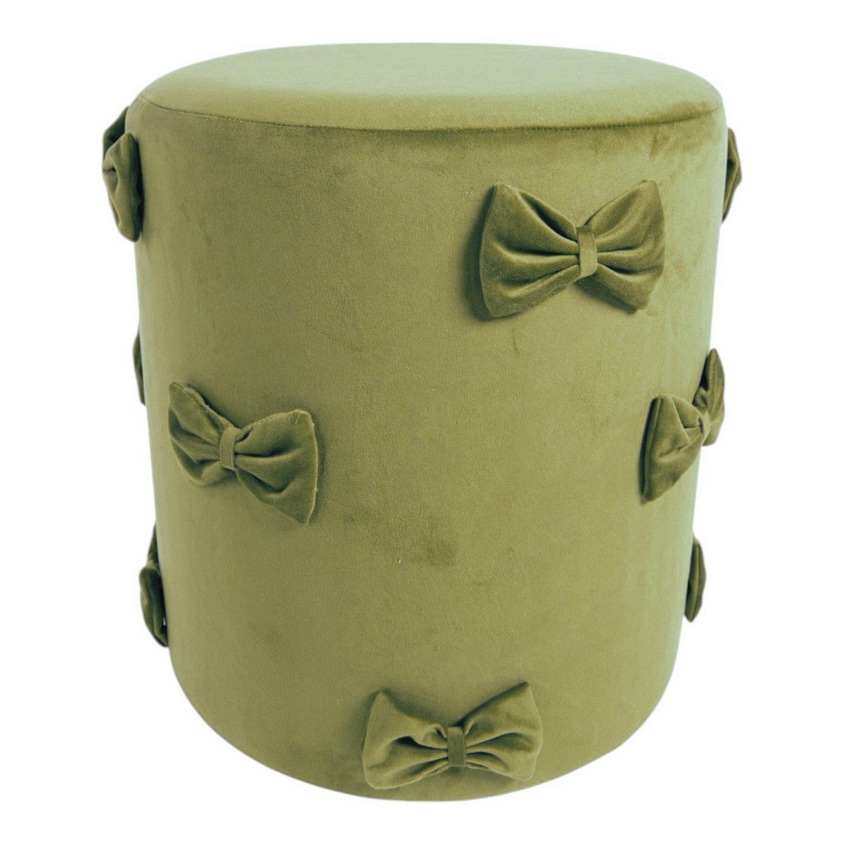 Zelený sametový taburet s mašlemi Pouf Bow green – 37*37*42 cm