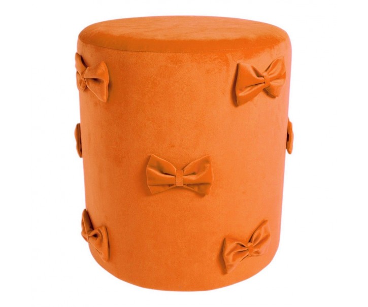 Oranžový sametový taburet s mašlemi Pouf Bow orange – 37*37*42 cm Mars & More 